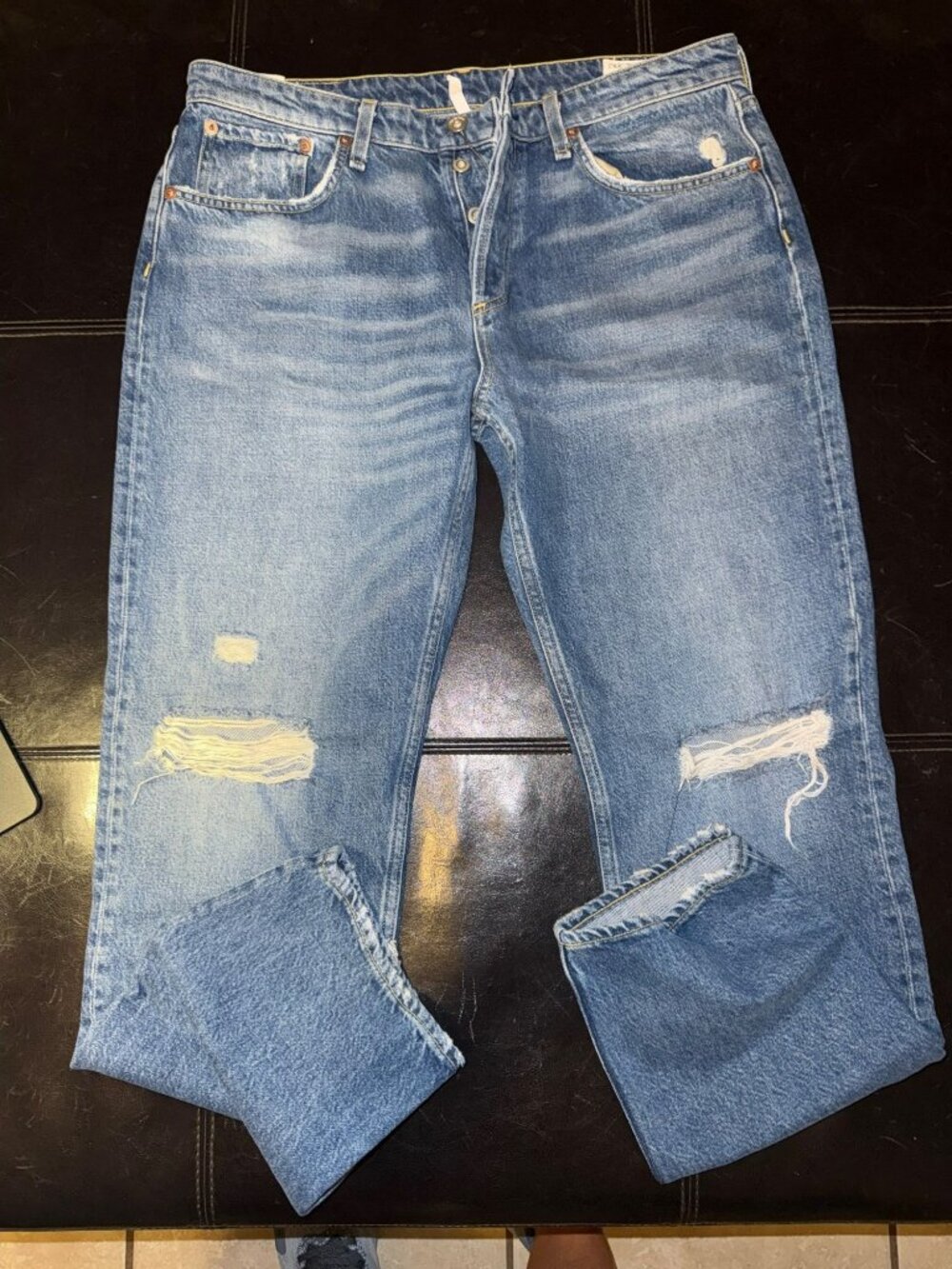 Women’s Rag & Bone Bristol Distressed High Rise Button-Fly Jeans Size 29